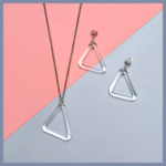 Minimal design glass and silver jewellery earings and necklace